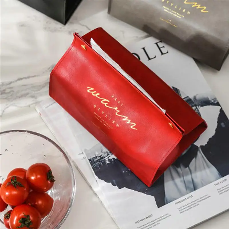 

PU Leather Tissue Box Napkin Storage Box Paper Towel Holder Container for Home Bar Office