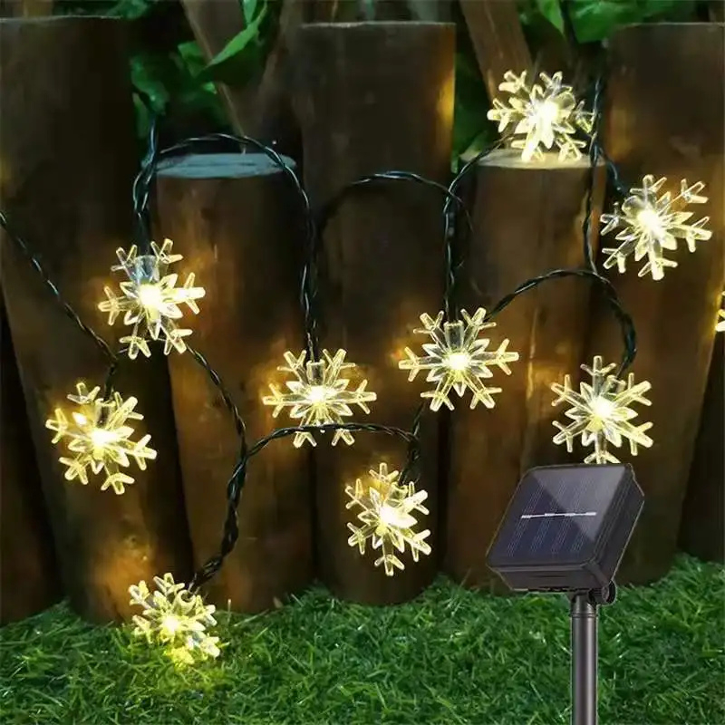 20/30/50LED Solar Snowflakes String Lights Outdoor Waterproof Garland Fairy Garden Lights for Wedding Party Christmas Decoration