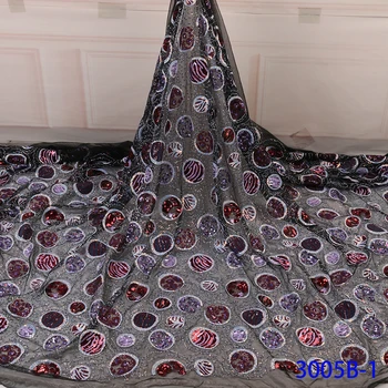 

High Quailty African Sequence Lace Fabric 2020 Latest Embroidery Tulle Lace with Sequins for Nigerian Women QF3005B