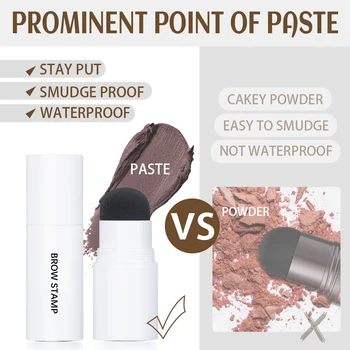 New Dark Brown Eyebrow Stamp Kit Waterproof Lasting Eye Brows Cream With Stencil Eyebrows Cards  Natural Contouring Makeup Kit - Thumbnail 3