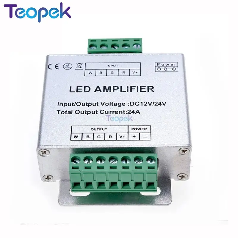 RGBW /RGB LED Amplifier DC12- 24V 24A 4 Channel Output RGBW/RGB LED Strip Power Repeater Console Controller