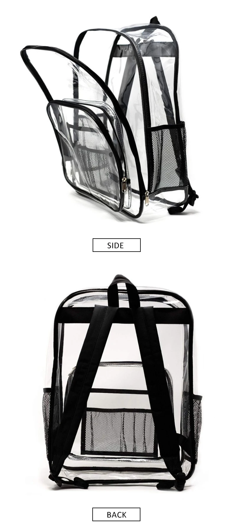ПВХ водонепроницаемая прозрачная школьная сумка прозрачные рюкзаки высокого качества большой вместительный рюкзак для мужчин и женщин однотонный прозрачный рюкзак