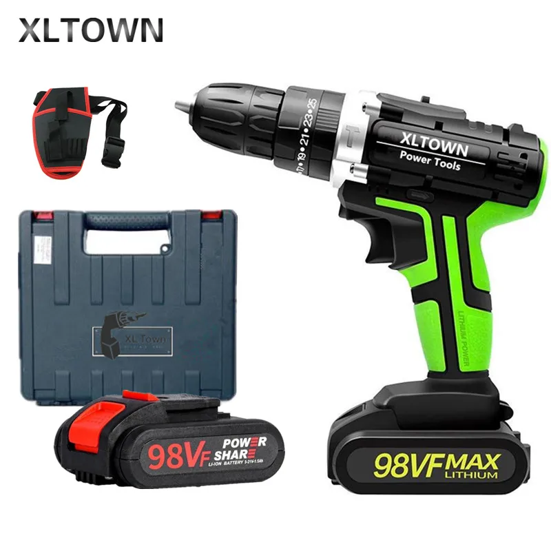 

XLTOWN 21V electric screwdriver rechargeable lithium battery cordless drill with 2battery power tool Multi-function hand drill