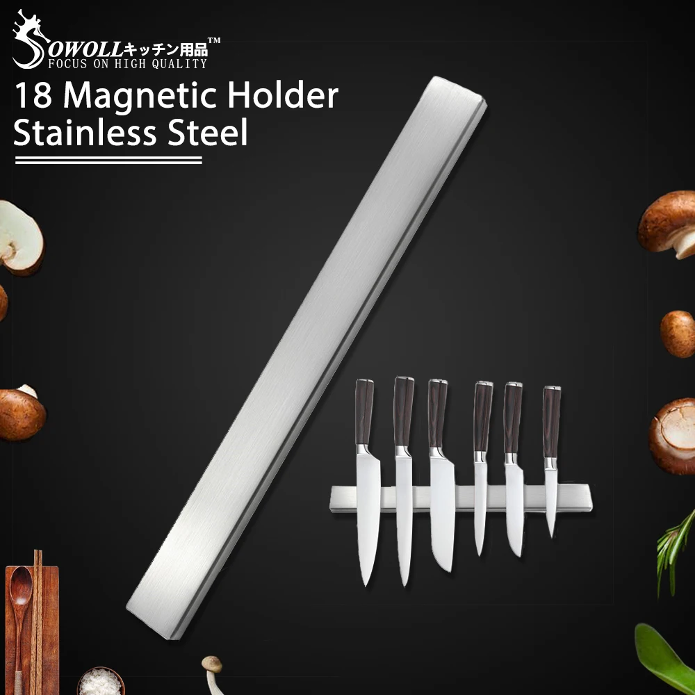 SOWOLL 50CM Stainless Steel Knife Stand Magnetic Holder Wall Storage Rack Home for Knives Kitchen Accessories Organizer | Дом и сад