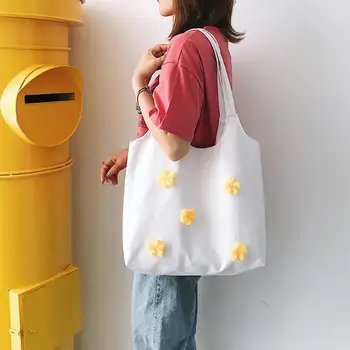 

Women Canvas Handbags Flower Ladies Shoulder Bag Daily Use Large Capacity Reusable Shopping Totes Casual Canvas Tote Satchel