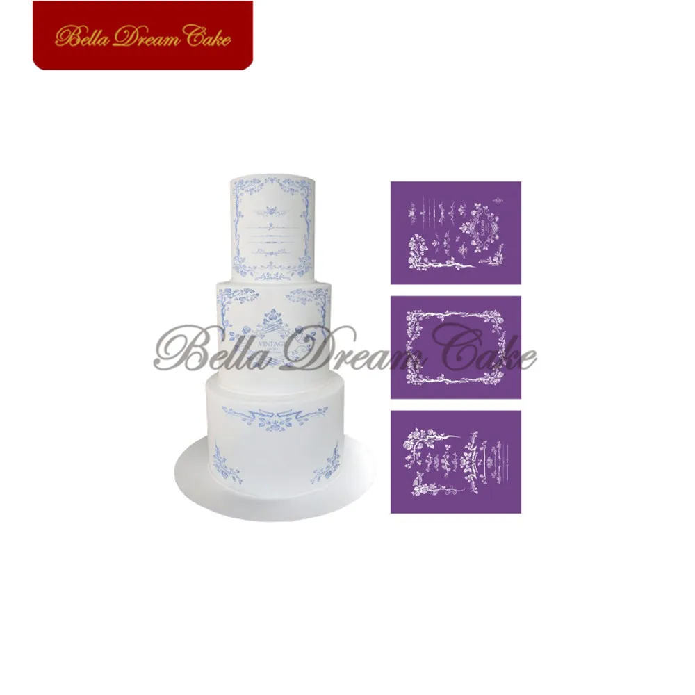 

Flowers Frame Design Mesh Stencil Fabric Cake Stencil Fondant Cake Mold Cake Decorating Tools For Wedding Cake Border Mold