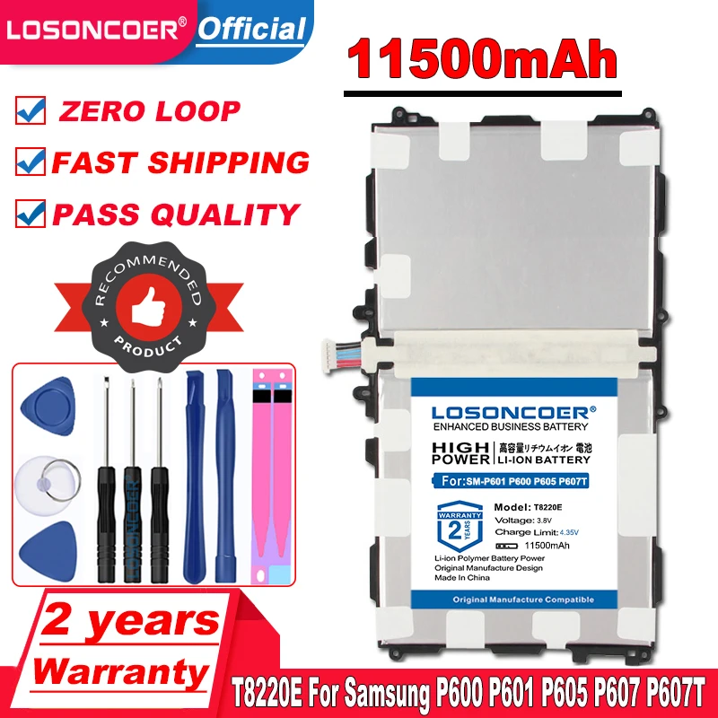 Аккумулятор LOSONCOER 11500 мАч T8220E для Samsung GALAXY Note 10 1 Tab Pro P600 P601 P605|Батареи планшетов и