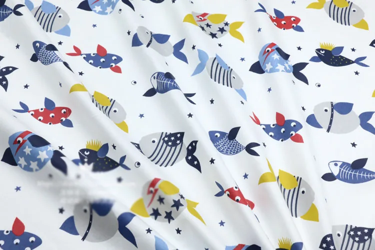 Темно-синее DIY шитье лосткутное одеяло жир четверти Хлопок Ткань для детской одежды одеяло из разноцветных лоскутов мультфильм рыба tissus tecidos - Цвет: no.1