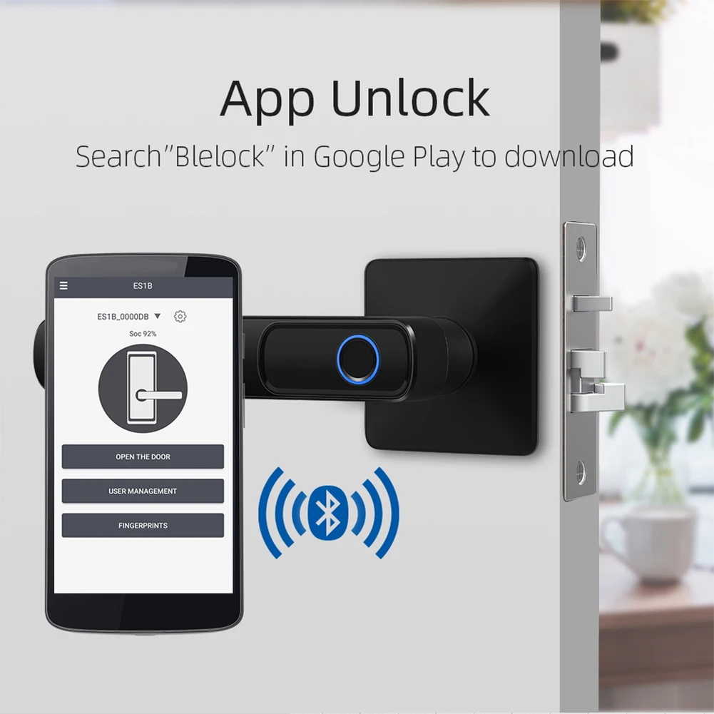 Чувствительный смарт-биометрический с поддержкой Bluetooth, простая установка, контроль приложения для спальни, безопасность дома, отпечаток пальца, дверной замок, защита от кражи