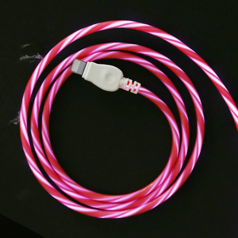 1 м светодиодный светящийся светильник USB кабель для зарядки iphone 11 Pro X XR 10 XS Max 7 8 6 S 6 S Plus 5 5S SE Быстрая зарядка данных для мобильных телефонов - Цвет: Красный