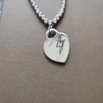 

S925 pure silver 1:1 fashionable charm beads ms white gold enamel black lightning