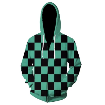 

Jackets Coats Demon Slayer: Kimetsu No Yaiba Hoodie Kamado Tanjirou Kamado Nezuko Sabito Iguro Obanai Cosplay Hooded Sweatshirts