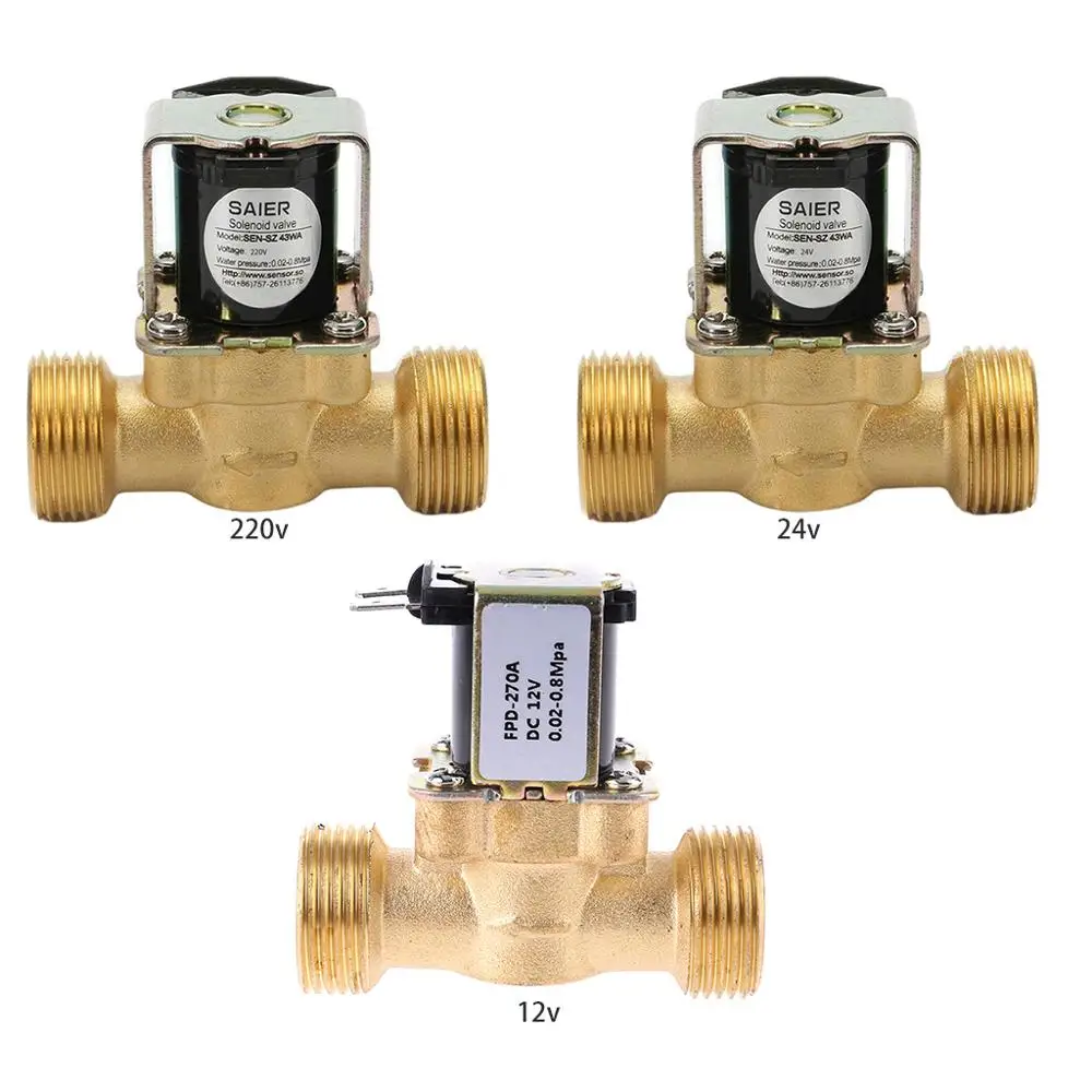 6In 12V 24V DC Тонкий латунный Электрический электромагнитный клапан, газ, вода, воздух, аксессуары для дома 94PC