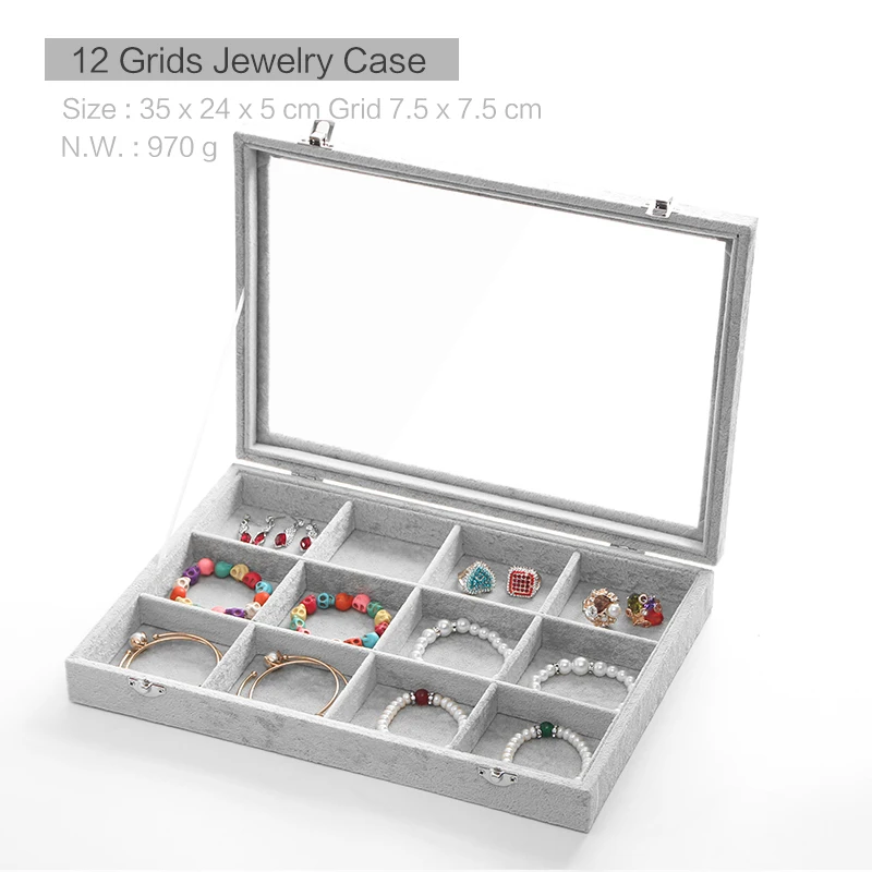12 Grids Case Штабелируемый чехол для ювелирных изделий чехол для хранения ювелирных изделий упаковка серьги дисплей ожерелье держатель подарочные коробки для ювелирных украшений кольцо Органайзер - Цвет: 12 Grids Case