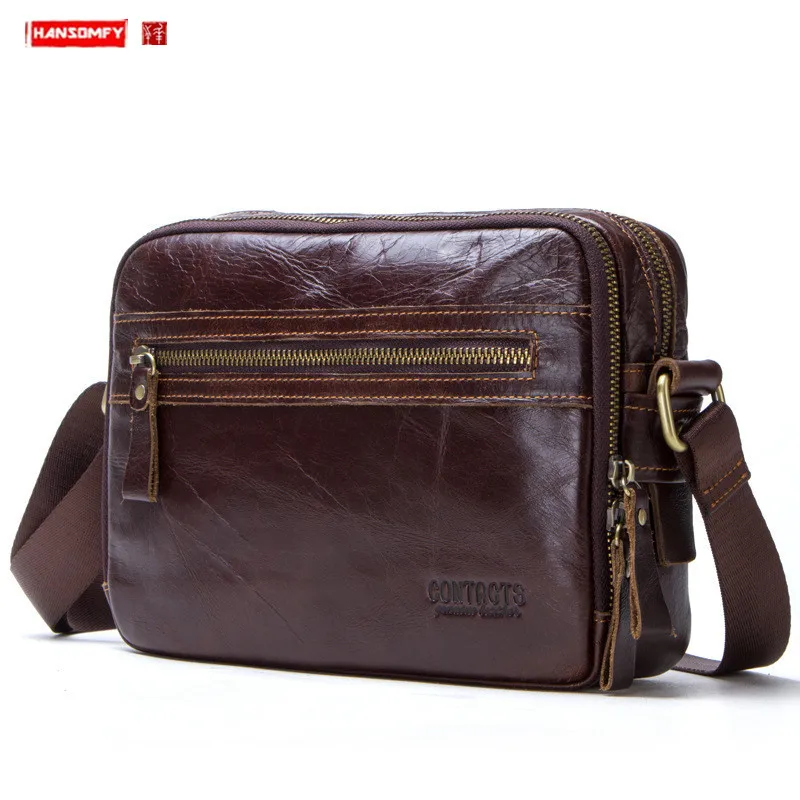

New Fashion Leather Men's Shoulder Bag Storage Bag First Layer Leather Messenger Bags