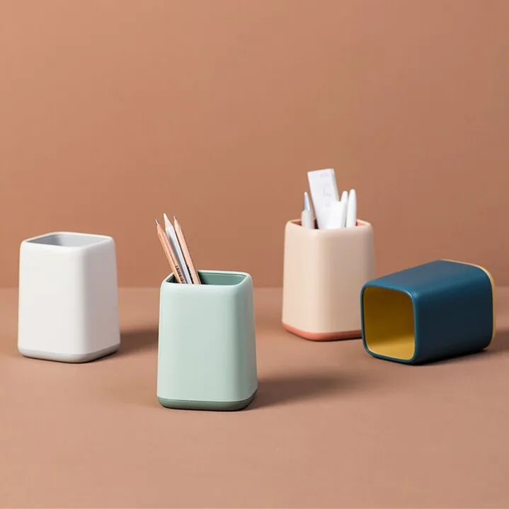 Pen Holder ABS Desk Organizer Storage Box Kawaii School Office Stationery