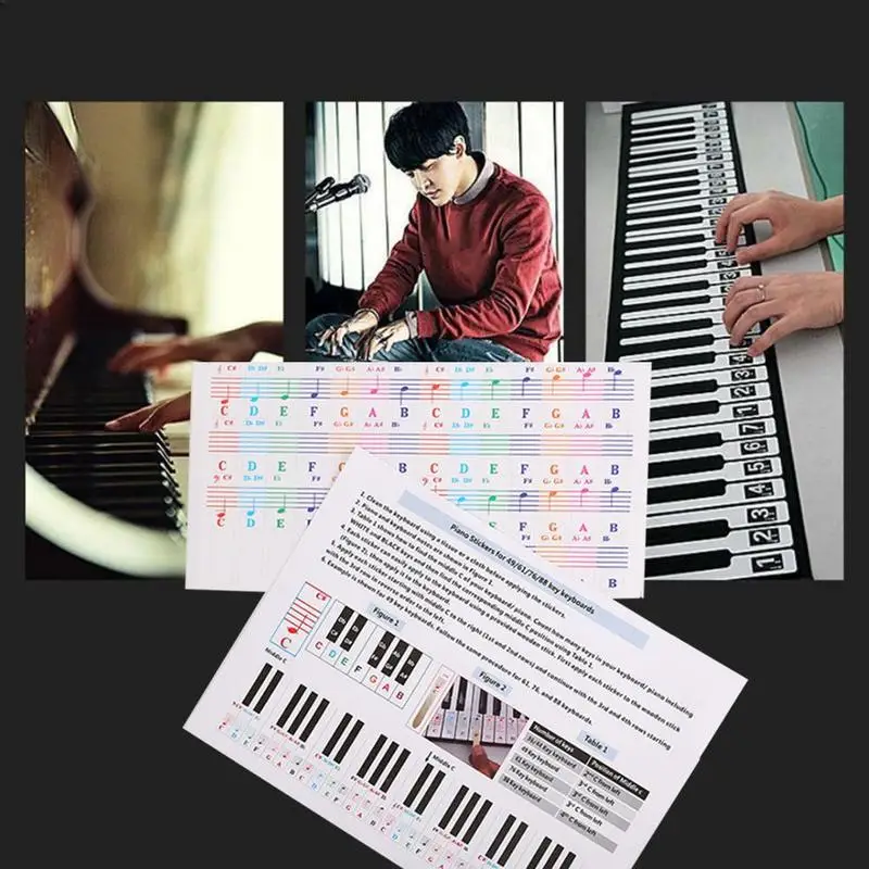 Детская Наклейка на клавиатуру пианино с надписью прозрачная 61 клавиша Note Synth
