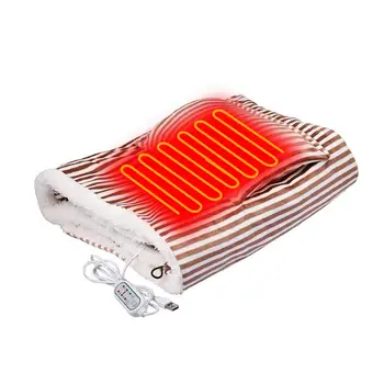 

100X65CM USB Electric Heating Blanket Shawl Soft Winter Warm Washable Timing Function Throw Blanket Heated Shawl