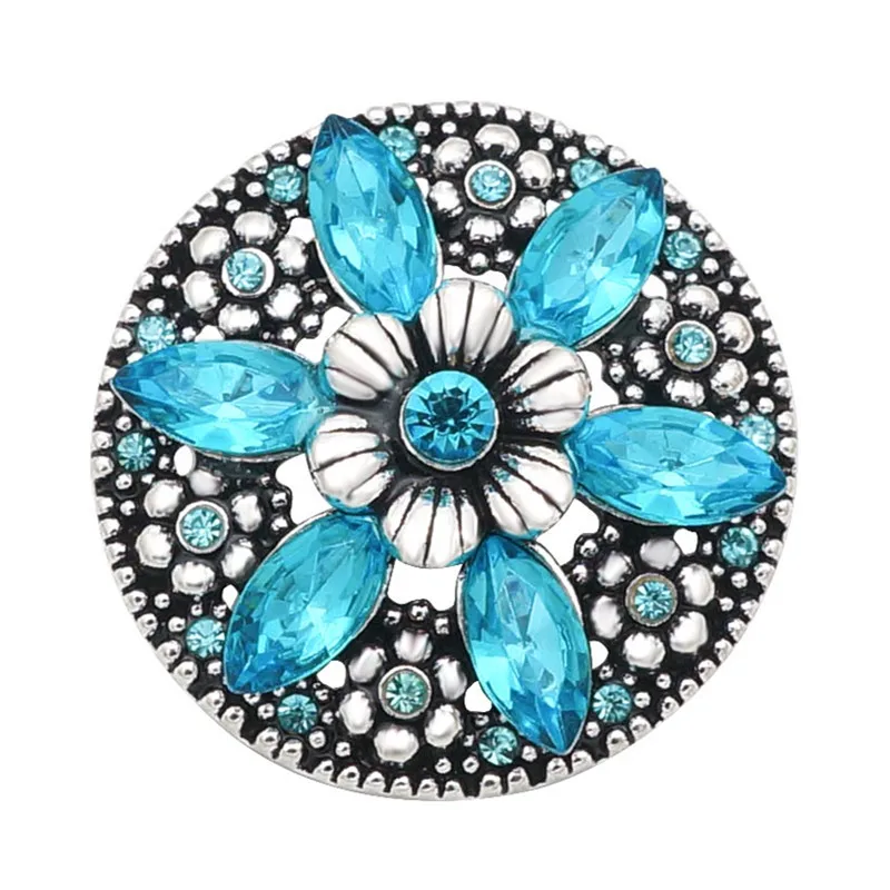 Round big style Flower Rhinestone Heart Mom 30MM snap buttons fit DIY 18MM snap bracelet jewelry Gift fashion bracelet fashion jewelry