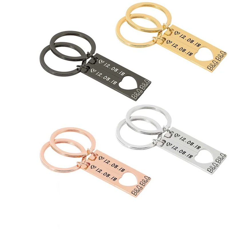 2Pcs Customized Couples Keychain Valentine Anniversary Gift Boyfriend Girlfriend Keyring Husband Women Men KeyChain Love Gifts | Украшения