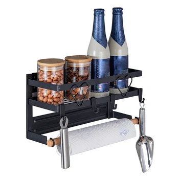 

Refrigerator Organizer Easy Install Space Saving Side Mounted With Hooks Shelf Magnetic Storage Rack Kitchen Supplies Bathroom