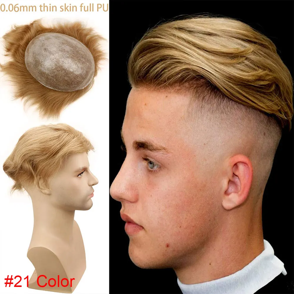 21 Eseewigs Для мужчин волосы накладки из искусственных волос полностью из искусственной кожи вокруг парики из натуральных волос для Для мужчин 10x8 прочный тонкий волос кожи Repace Для мужчин Европейская электрическая лебедка с Волосы remy - Парик Цвет: 21