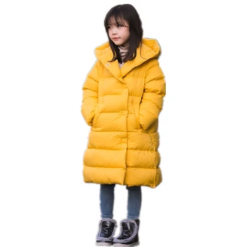 

Winter Kids Down Jacket Girls Boys Long Thicken Hooded Coat Korean Style Children Pocket Warm Outerwear Tops Children's Clothes