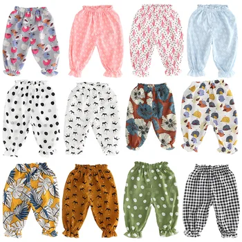 

Infant Toddler Summer baby girl mosquito pants multicolor floral breathable Casual Outfit pants Roupas De Bebe