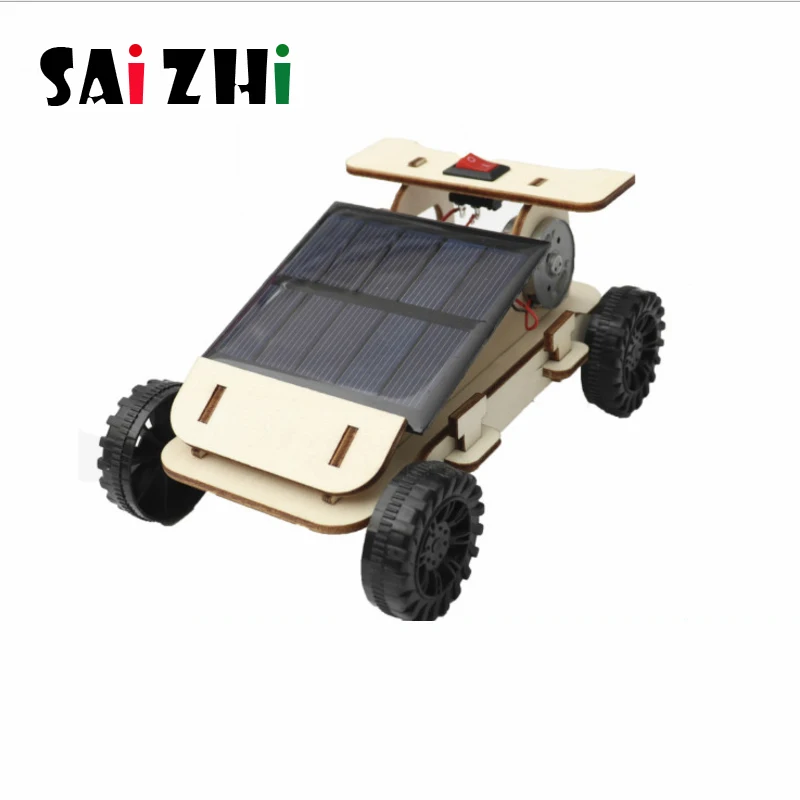 

Saizhi Solar Toys For Kids Mini Powered Toy DIY Mini Wooden Car Kit Children Gadget Hobby Funny Kids Toy Science Educational Toy