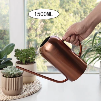 

1500ml Garden Watering Pot Stainless Steel Water Bottle With Long Spout Handle Plant Watering Can Pot Rustic Gardening Tools