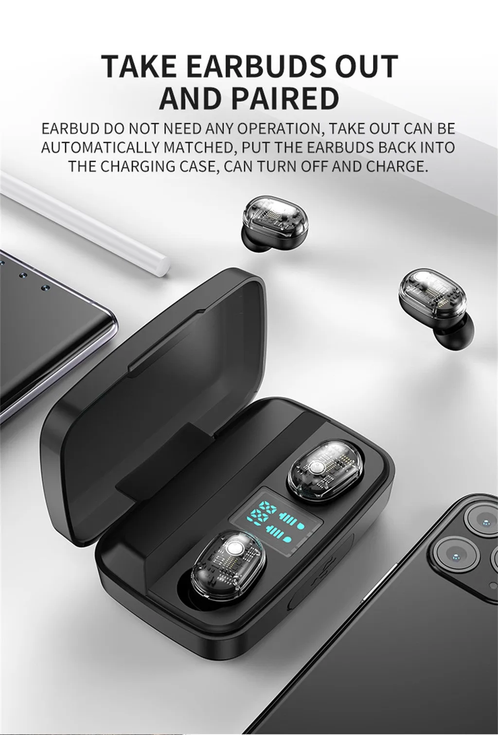 20% Bluetooth наушники беспроводные наушники-вкладыши BT5 наушники прозрачная гарнитура стерео наушники горячие наушники