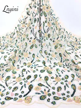 

Sequence Fabrics 2020 Latest French French Tulle Mesh Lace Fabrics with Sequins African Lace Fabric for Nigerian Party NI2549