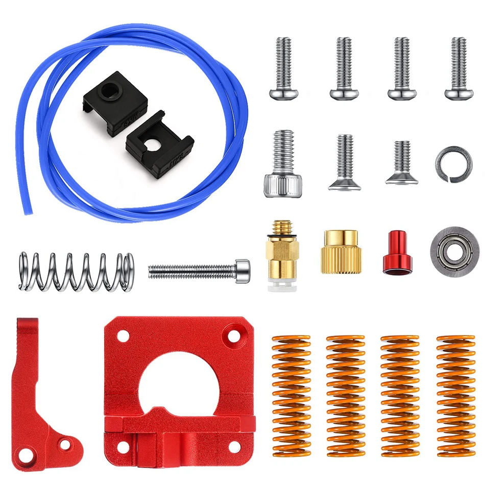 3D Printer Extruder Feeder Drive Kit MK8 Extruder Frame Kit Blue PEFT Tubing Die Spring for Ender 3 Pro Ender 5 CR-10 CCR-10S