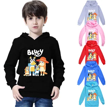 

Bingo Bluey Spring Autumn Kids Girls Boys Hoodies Outerwear Teenager Children Hooded Pullover Sweatshirt for Boys Girls Clothes