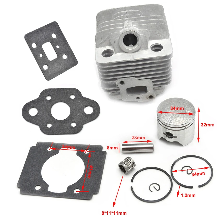 High Quality TL26 CG260 Zenoah BC260 26cc 34mm Cylinder Piston Ring Needle Bearing Gasket For Universal Brush Grass Cutter Parts |