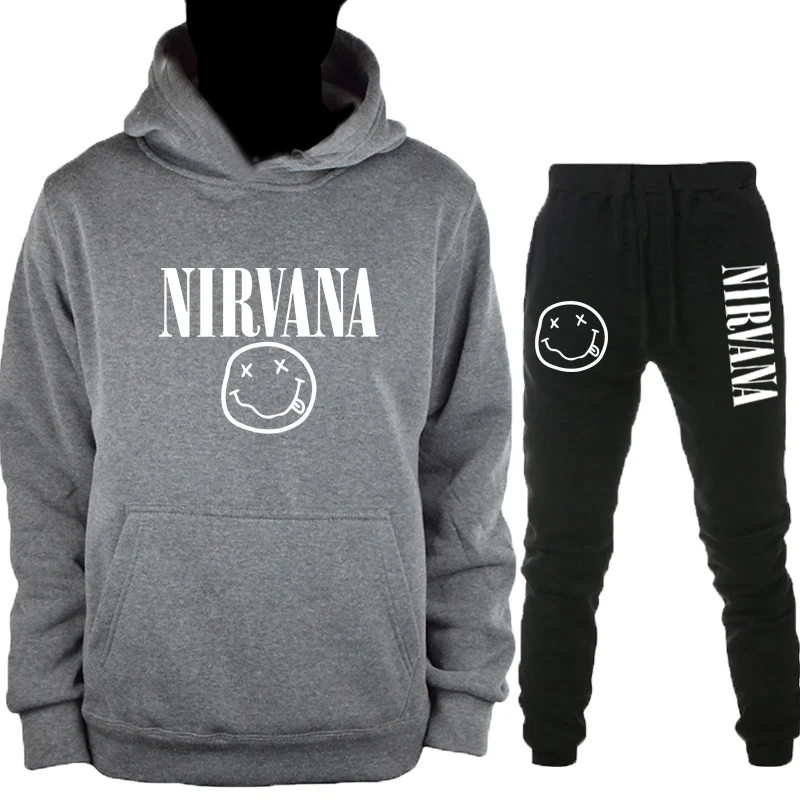 gray Хип-хоп Рок Nirvana полоса печати хлопок удобные мягкие теплые модные повседневные высококачественные мужские толстовки - Цвет: gray