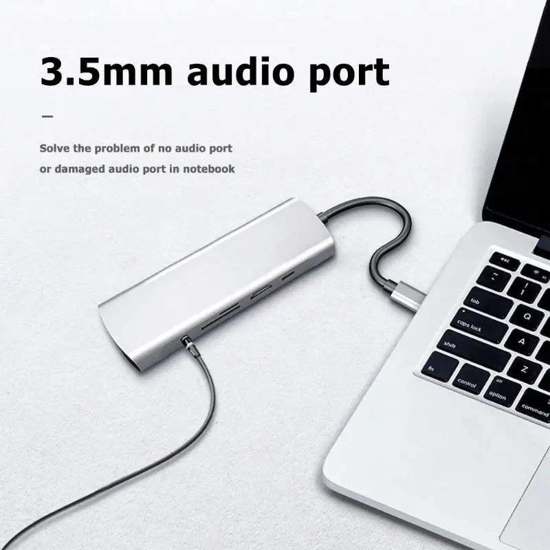 USB C концентратор тип C до 4K HDMI VGA 3,5 мм аудио USB3.0 RJ45 AUX TF/SD кард-ридер PD адаптер для MacBook Pro