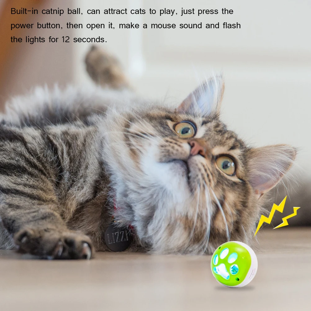 Игрушки для домашних кошек с кошачьим мячом с катнипом и вспышкой Электрический интерактивный Забавный погоня ролик котенок Catnip игрушка для домашних кошек обучение