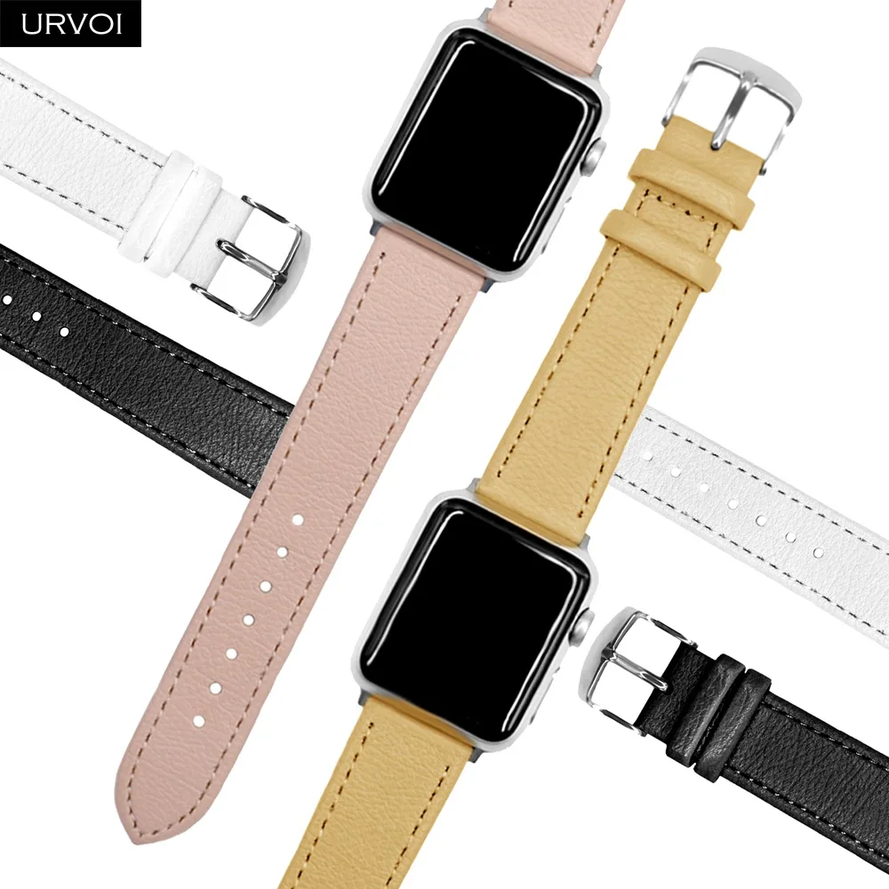 URVOI Классическая Пряжка для Apple Watch band series 5 4 321 натуральная Свифт кожаный ремешок