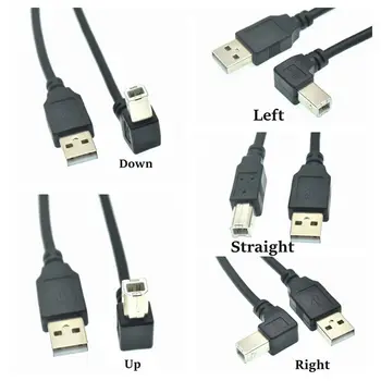

90 degree Left Up Down Right Angle5FT 30cm 50cm 1m 1.5m USB 2.0 Printer Cable Type A Male to Type B Male Foil Braided inside