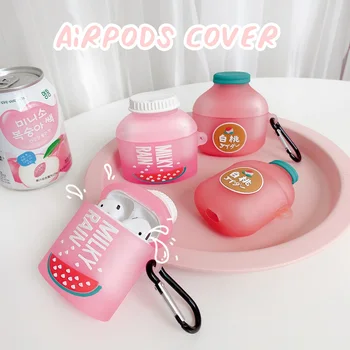 

Teyomi Cute White Peach Soda Silicone Earphone Case for Airpods 1/2 Pro Soft Headphones Case Protective Cover Airpod Pro Case