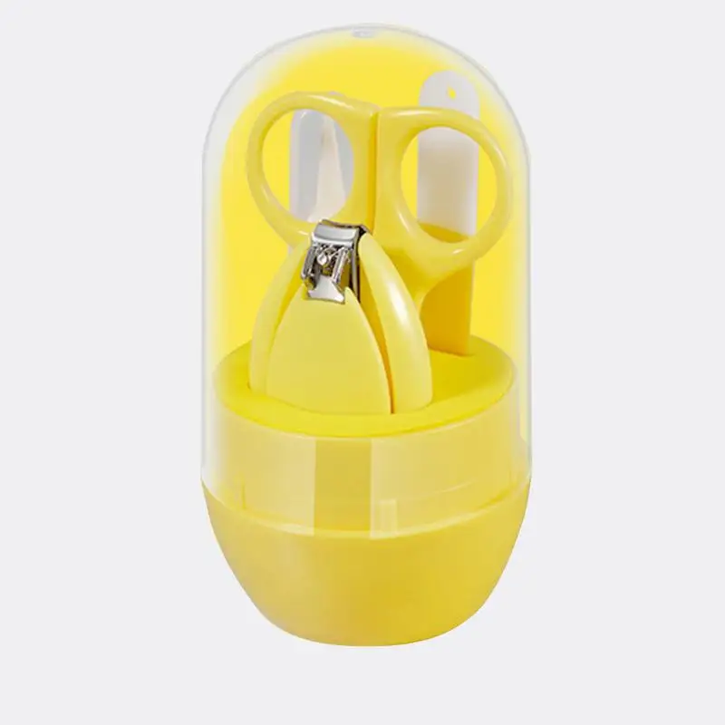 yellow Детские комплекты для здравоохранения уход за детскими ногтями набор младенческой палец триммер для собак, кусачки для ногтей мультфильм животное с коробкой для хранения - Цвет: yellow