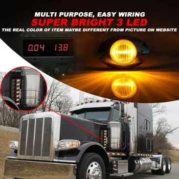 

3000K Side Marker Light Waterproof Shockproof 3LED Clear Lens Amber Oval