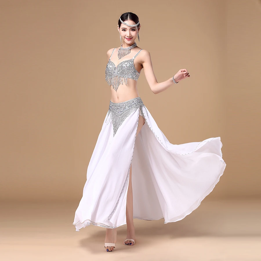 Женский костюм для танца живота комплект из 3 предметов бюстгальтер с бусинами