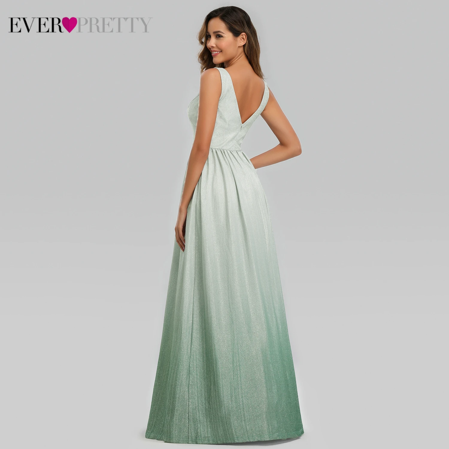 Элегантное Изумрудное вечернее платье, платья для женщин Ever Pretty A-Line с v-образным вырезом, сексуальные блестящие вечерние платья, Robe De Soiree Femme