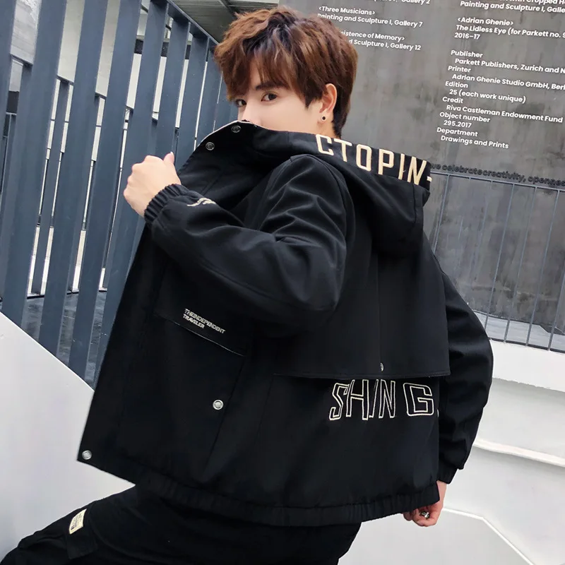 

2019 Spring, Autumn And Winter New Style Men Hooded Tooling Jacket Korean-style Trend Handsome Thin Teenager Casual Coat