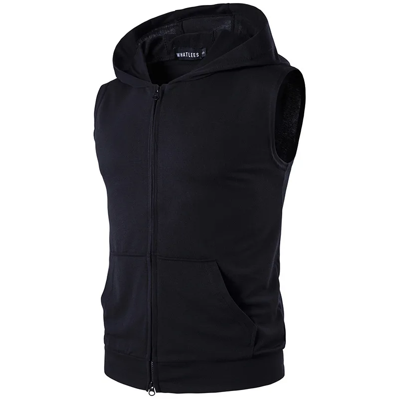 Модные Повседневные однотонные универсальные AliExpress Специальное предложение Лидер продаж мужской жилет без рукавов с капюшоном Ouma