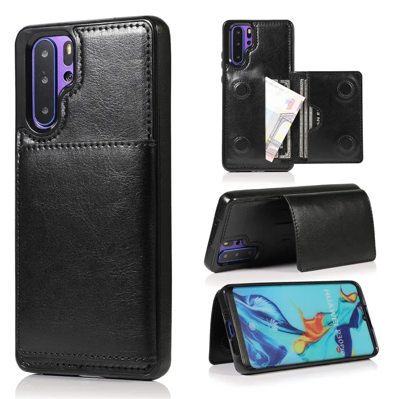 Черный Мульти в виде кошелька, с карманом для карточек чехол для huawei P30 Флип Кожаные чехлы Противоударный задняя крышка для huawei P30 Pro mate 20 Lite Coque - Цвет: Черный