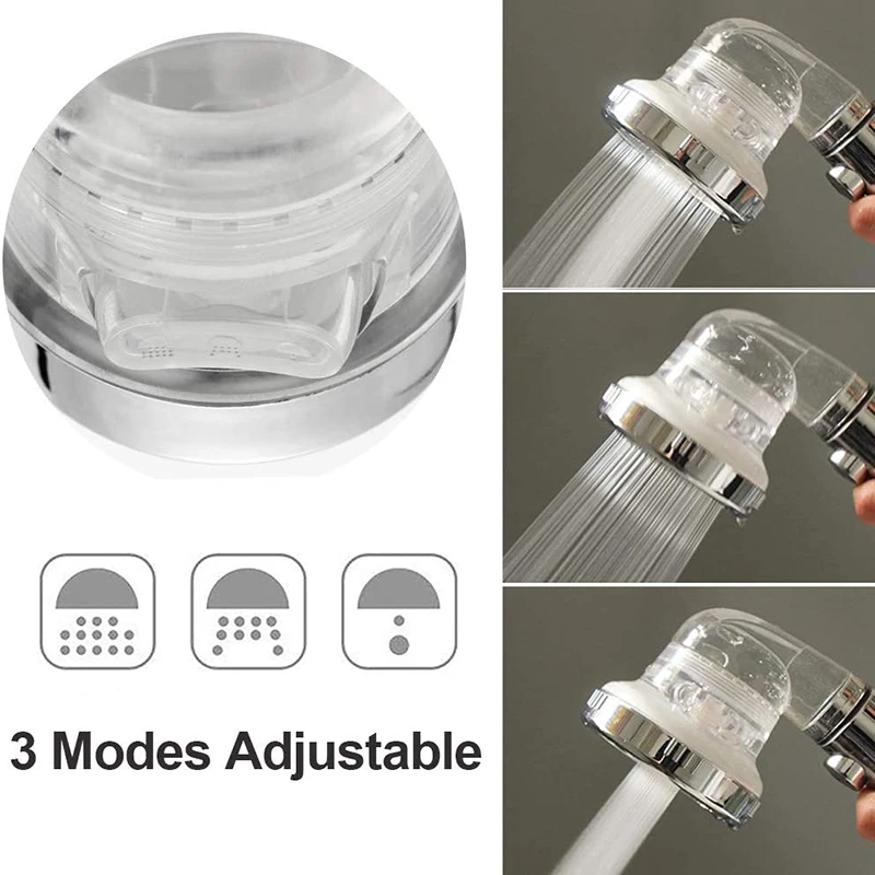 Ionic Shower Head 3 Modes Adjustable High Pressure Water Saving Filter Spray Nozzle Replaceable Panel and Filter Elements