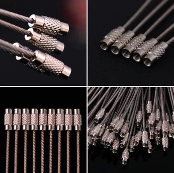 

5Pc EDC Keychain Tag Rope Stainless Steel Wire Cable loop Outdoor Lock Gadget Ring Key keyring Circle Camp Luggage toy keychain